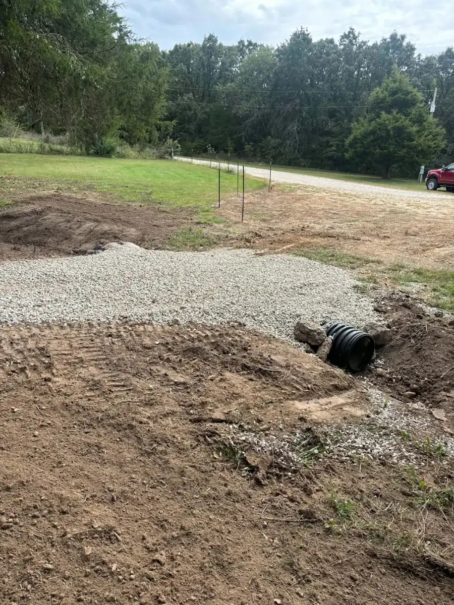 Gravel driveway crossing over a culvert