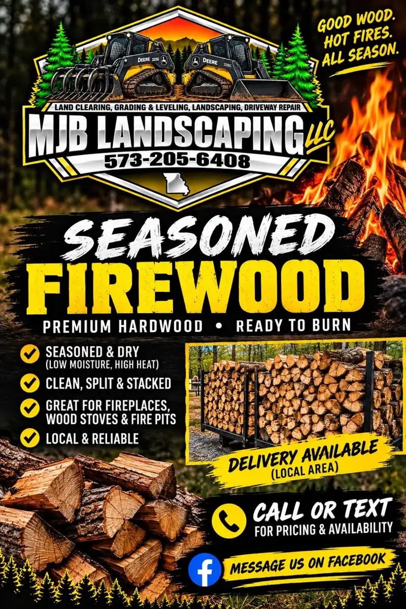 Stacked seasoned hardwood firewood